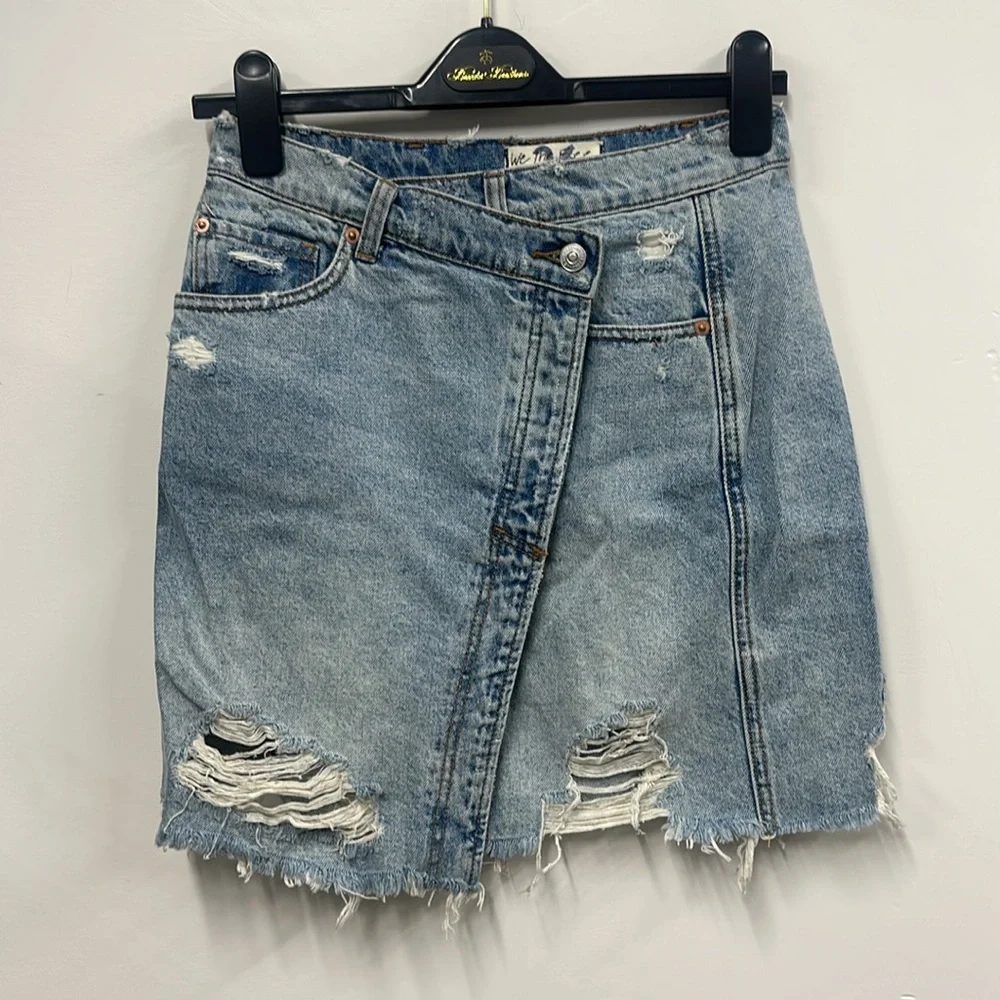 Free People we the free Parker Denim Wrap Skirt Mini Skirt Surf's Up 26